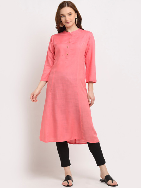 

Aujjessa Women Peach-Coloured A-line Kurta