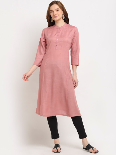 

Aujjessa Women Pink A-line Kurta