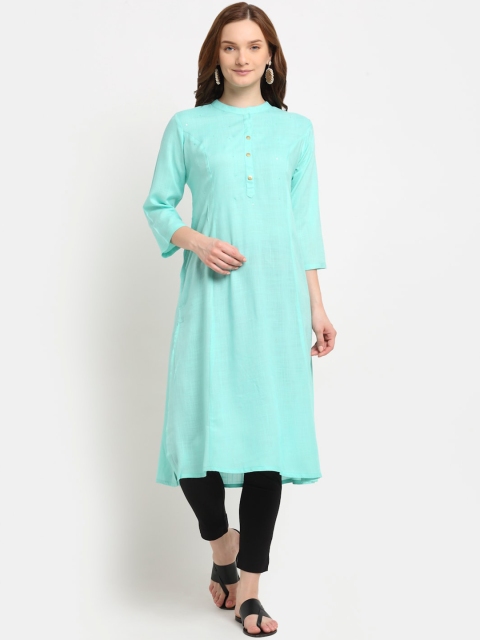 

Aujjessa Women Sea Green A-line Kurta