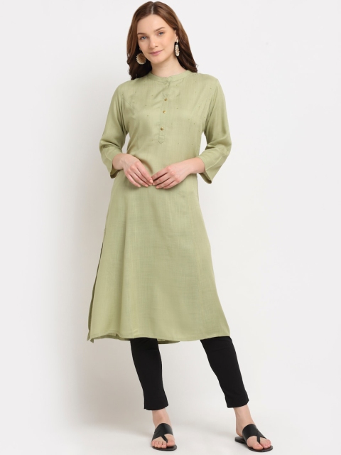 

Aujjessa Women Green A-line Kurta