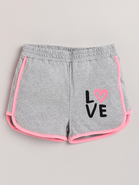 

Lazy Shark Girls Grey Typography Printed Low-Rise Shorts