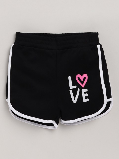 

Lazy Shark Girls Black Typography Printed Low-Rise Sports Shorts