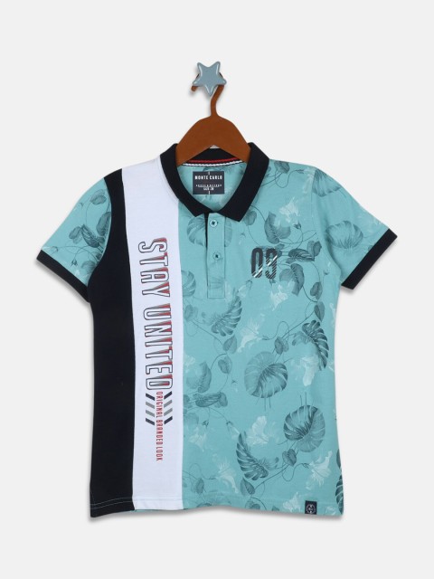 

Monte Carlo Boys Sea Green Printed Polo Collar T-shirt