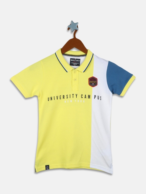 

Monte Carlo Boys Yellow Typography Printed Polo Collar T-shirt