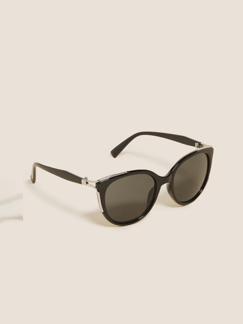 

Marks & Spencer Women Black Lens & Black Aviator Sunglasses with UV Protected Lens