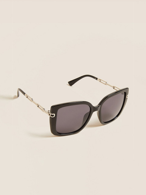 

Marks & Spencer Women Black Lens & Black Square Sunglasses with UV Protected Lens