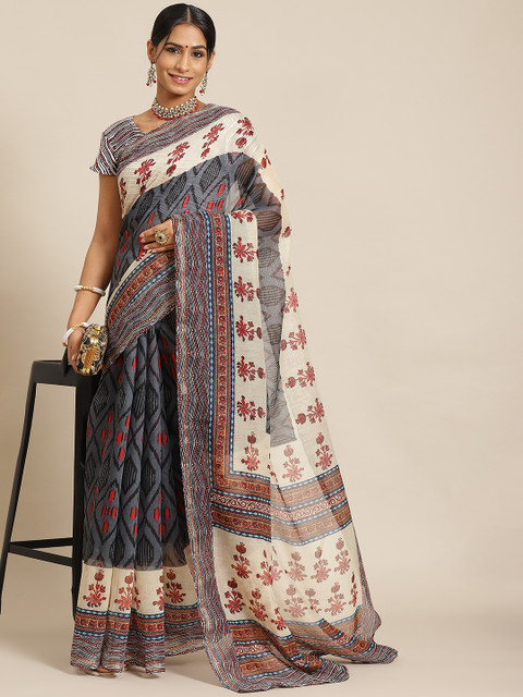 

Satrani Grey Ethnic Motifs Poly Cotton Saree