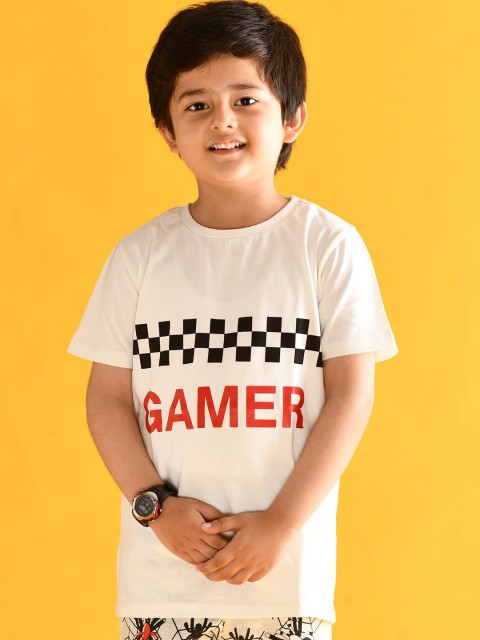 

Anthrilo Boys White Typography Printed T-shirt