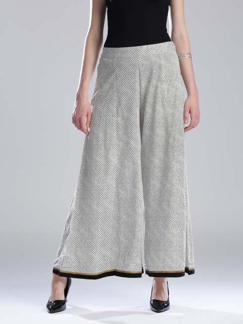 

W White & Black Striped Palazzos