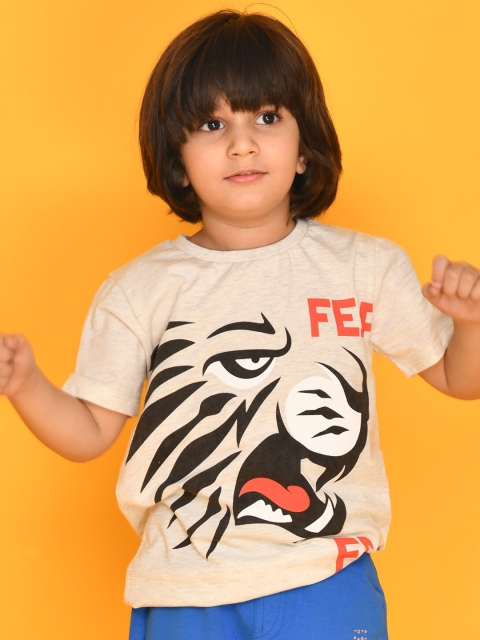 

Anthrilo Boys Grey Melange Printed T-shirt