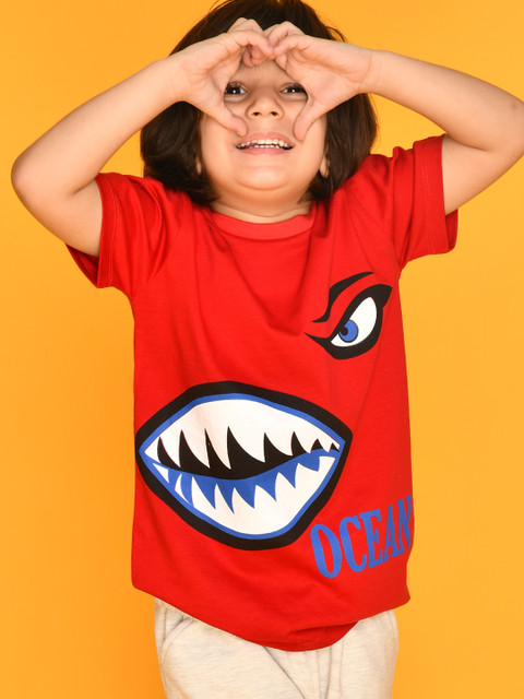 

Anthrilo Boys Red Printed T-shirt
