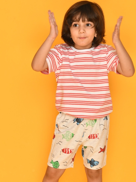 

Anthrilo Boys Grey Melange Printed Cotton Shorts