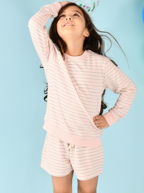 

Anthrilo Girls Pink Striped Cotton Shorts