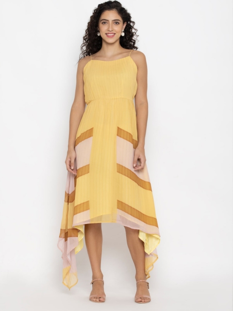 

SEW YOU SOON Yellow Georgette A-Line Midi Dress