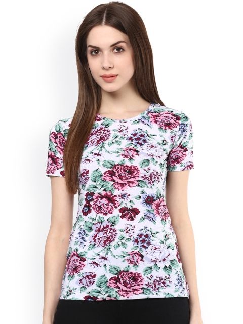 

plusS White & Pink Floral Print Top
