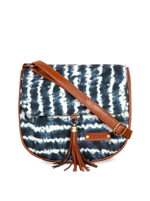 

Lychee bags Green Striped Structured Shoulder Bag with Tasselled