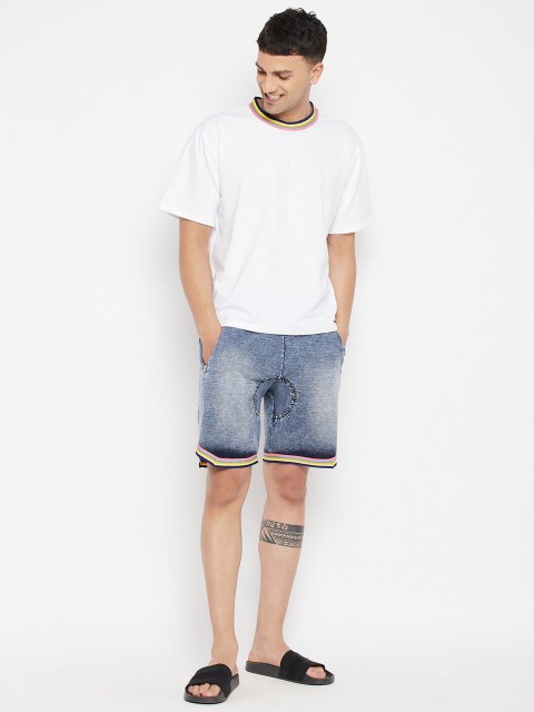 

FUGAZEE Men White & Blue Solid Cotton Blend Co-Ords Set