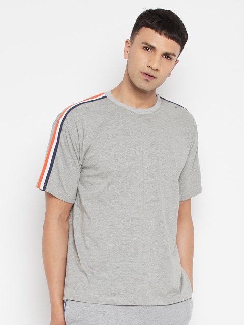 

FUGAZEE Men Grey Solid Loose T-shirt