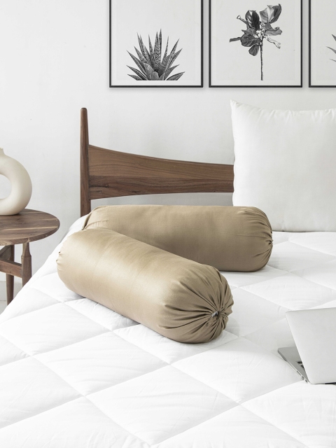 

Clasiko Set Of 2 Beige Solid Bolster Covers