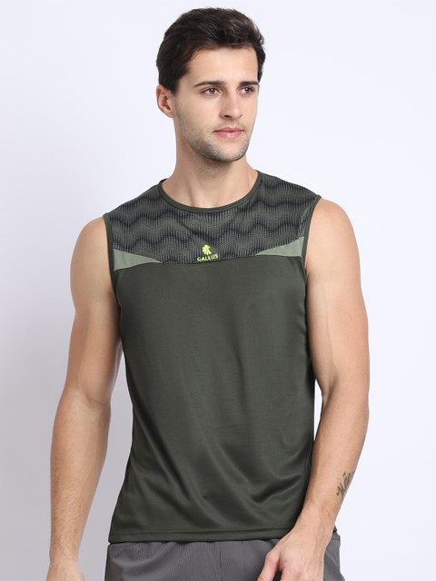 

Gallus Men Olive Green Printed Dri-FIT T-shirt