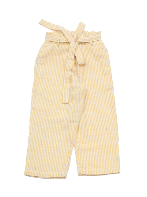 

Lil Lollipop Girls Yellow & White Striped Knitted Palazzos