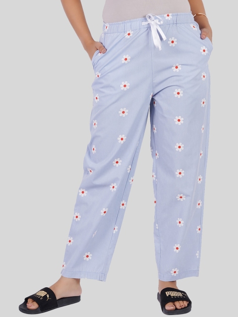 

Style SHOES Women Blue & White Floral Print Pyjamas