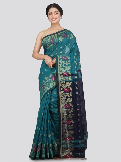 

PinkLoom Blue & Pink Woven Design Zari Saree