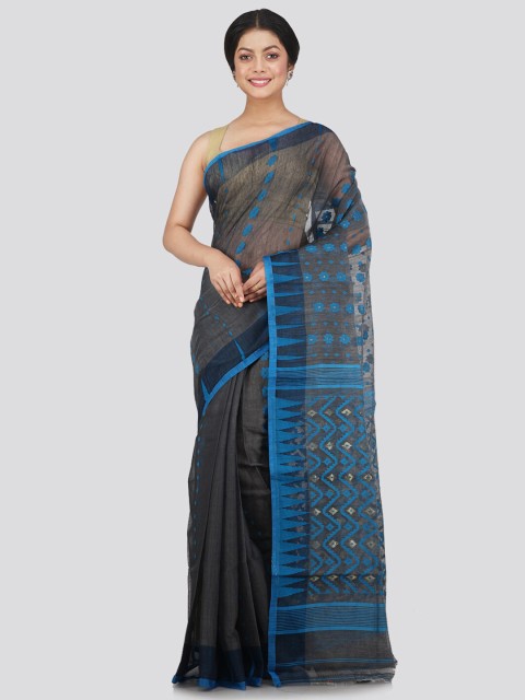 

PinkLoom Grey & Blue Woven Design Jamdani Saree