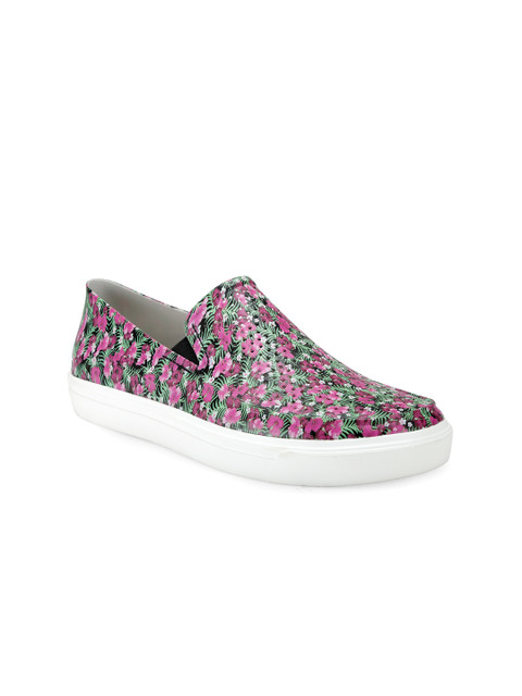 

Crocs Women Pink Printed Regular Slip-On Sneakers with Perforations