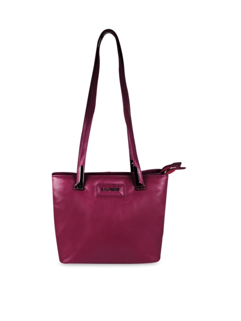 

CALFNERO Brown Leather Structured Shoulder Bag with Bow Detail