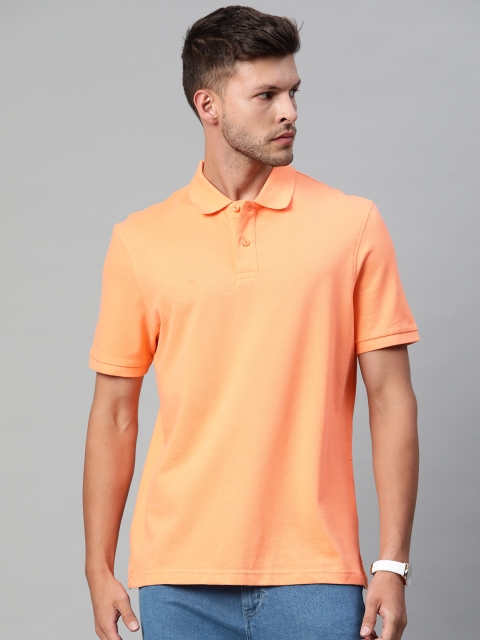 

Marks & Spencer Men Orange Polo Collar Pure Cotton T-shirt