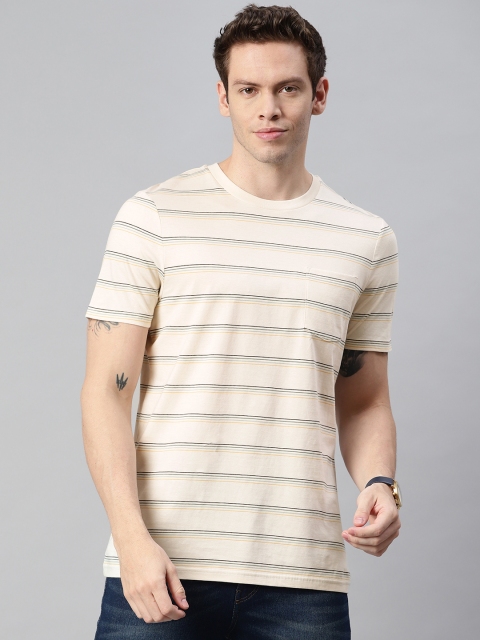 

Marks & Spencer Men Off White Striped Pure Cotton T-shirt