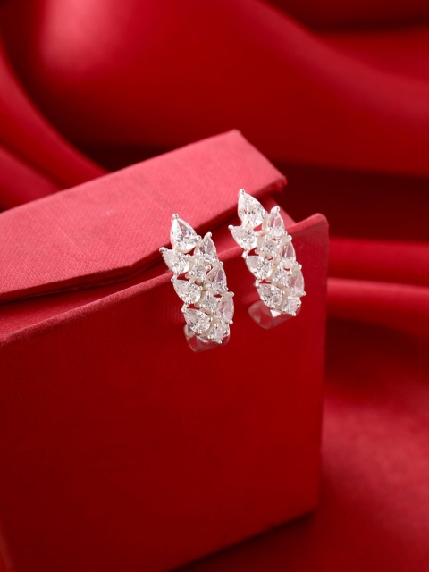 

Hiara Jewels Silver-Toned Teardrop Shaped Studs Earrings
