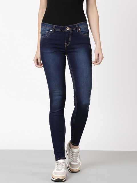 

ether Women Blue Skinny Fit Mid-Rise Clean Look Jeans