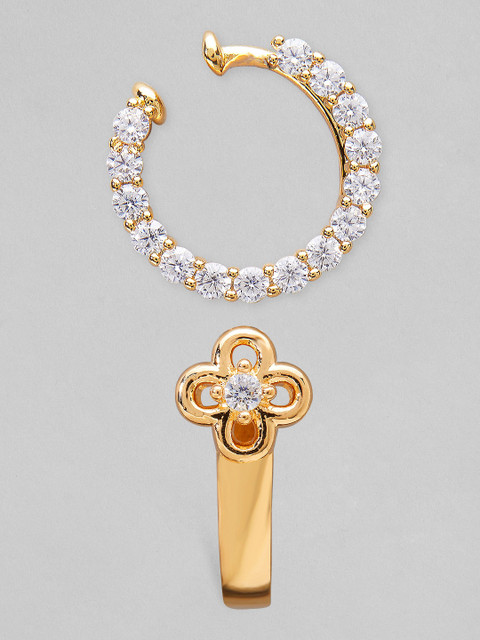 

Rubans Women Pack of 2 Gold-Plated American Diamond Studded Nose Ring