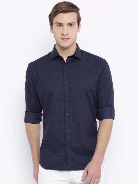

V Dot by Van Heusen Men Navy Slim Fit Patterned Smart Casual Shirt, Navy blue