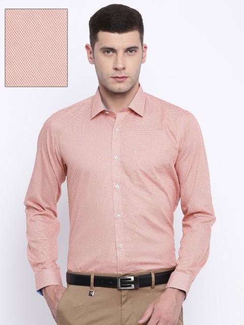 

Van Heusen Men Rust Brown Slim Fit Printed Formal Shirt