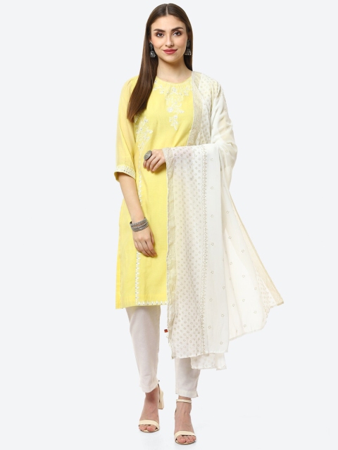 

Rangriti Off White & Gold-Toned Printed Dupatta