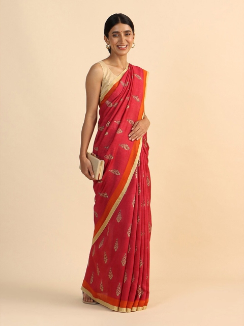 

Taneira Pink & Golden Zari Pure Silk Tussar Saree