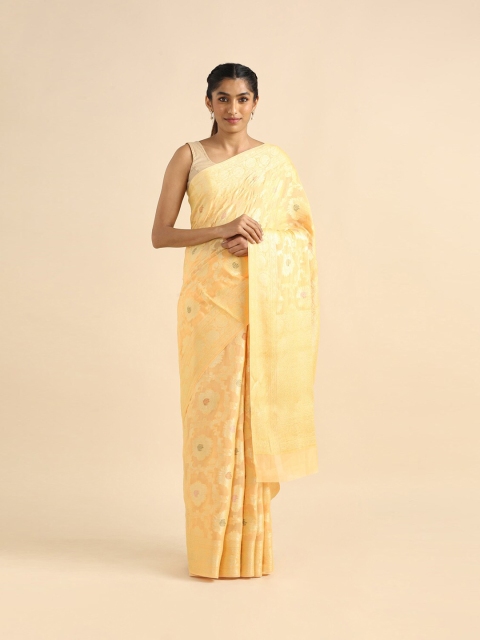 

Taneira Orange & Golden Woven Design Pure Georgette Banarasi Saree