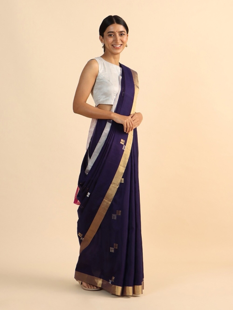 

Taneira Violet & Magenta Woven Design Zari Pure Silk Saree