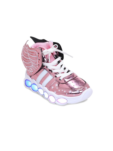 

Hopscotch Girls Pink Woven Design PU Sneakers