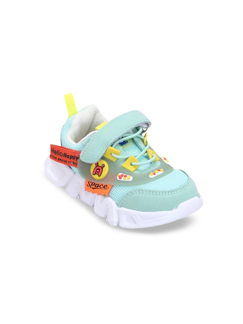 

Hopscotch Unisex Kids Green Colourblocked Sneakers
