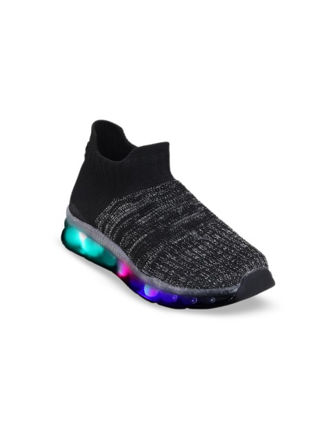 

Hopscotch Unisex Kids Black Textured Slip-On Sneakers