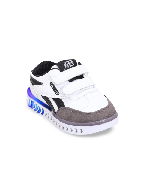 

Hopscotch Boys White Printed PU Sneakers