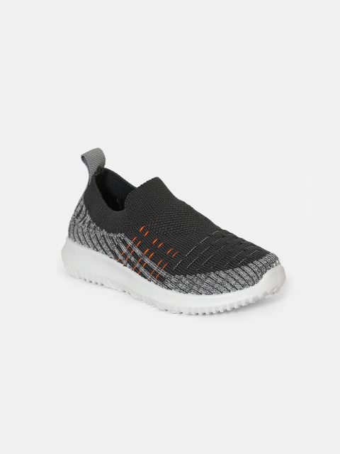 

Hopscotch Unisex Kids Grey Woven Design Slip-On Sneakers