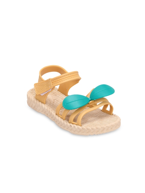 

Hopscotch Girls Yellow Textured Open Toe Flats with Bows
