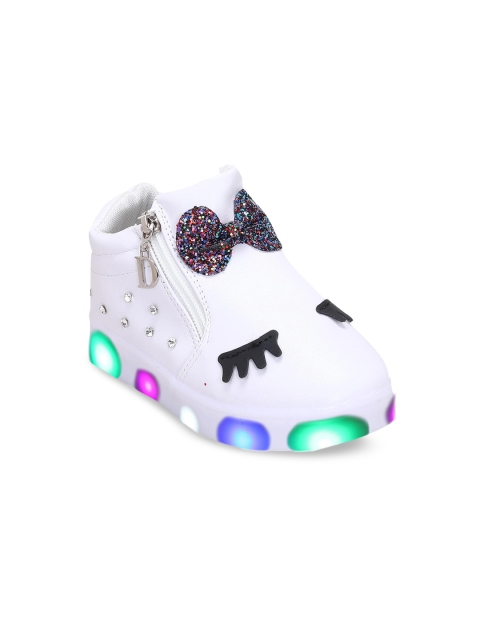 

Hopscotch Girls White Printed PU Slip-On Sneakers