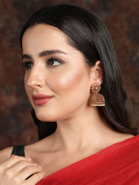 

Ishin Gold-Toned Dome Shaped Jhumkas Earrings