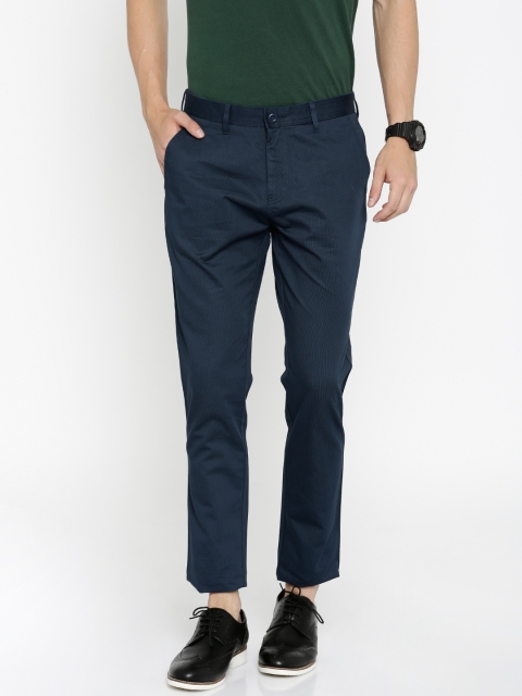 

Van Heusen Sport Men Navy Blue Printed Tapered Fit Chino Trousers